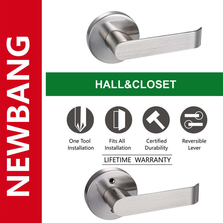 NEWBANG Passage Lever Door Handle [NonLocking Lever Set] For Hallway Doors Or Closets With A